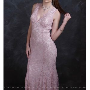 Morgan & Co. pink floral prom dress